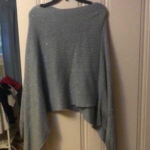 Gray Sweater Poncho Wrap